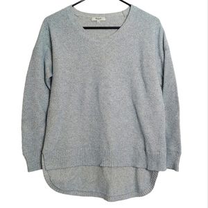 Madewell Women's Scoop Neck High Low Light Blue Gray Knit Sweater Size Medium